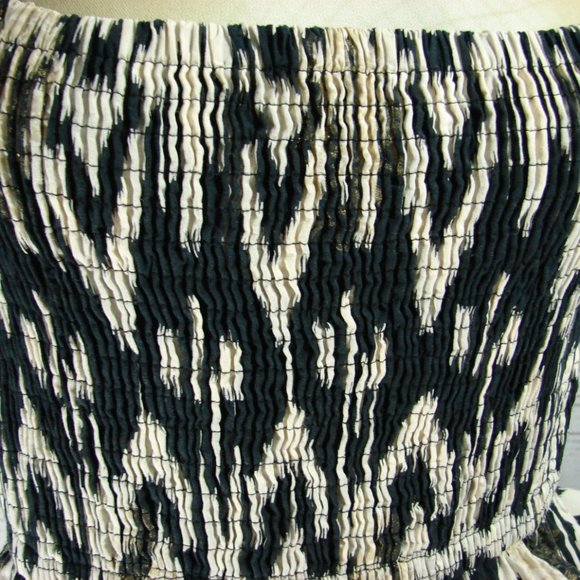 Cream Black Patterned Stretch Top Tank Dress MED - Picture 5 of 16